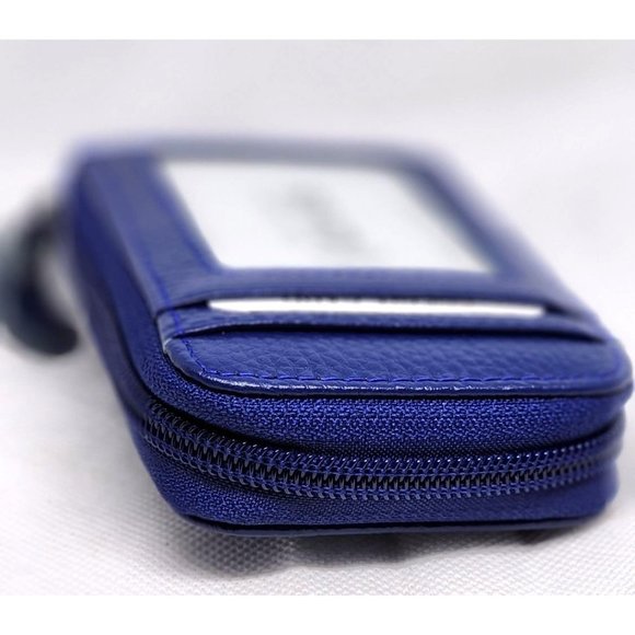 Unisex Credit Card Wallet With Zipper, Genuine Leather RFID Credit Card Holder - Picture 14 of 16